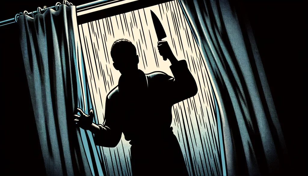 Kadr z filmy "Psychoza" w wersji komiksowej